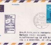 BRD - Olympiade 1972 Lufthansa Rückflugpost München - Karachi 12.9.72