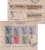 Italien - 3x25+2x15+10+5 C. Vittorio Venneto Einschreibebrief Trecastagni 1921