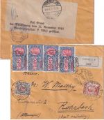 Italien - 4x30 C. Expressmarke u.a. Eilboten-Einschreibebrief Napoli 1921 Zensur