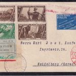 Italien - 2 L Flugpostmarke u.a. Luftpostbrief Rom Heidelberg ü. Berlin/FFM 1934