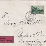 Liechtenstein - 90 Rp. Schloss Gutenberg Eilbrief n. ÖSTERREICH Vaduz 30.4.36