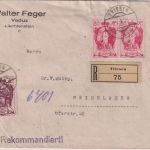 Liechtenstein - 2x80+40 H. Freimarken Einschreibebrief Triesen 15.10.20
