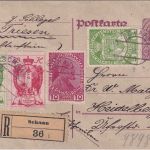 Liechtenstein/Österreich - 25 H. öst. Ganzsache + Zusatz/Einschreibekarte 1920