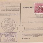 Liechtenstein - 10 Rp Fussball Karte/Zuleitungspost Leipzig Messesonderflug 1954