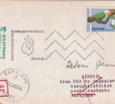 USA - Olympiade 1980 Sonderflug Lake Placid grüßt Sarajewo SST Luftpostbrief
