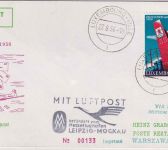 Luxemburg - DDR Lufthansa Messe-Sonderflug Leipzig Warschau 1956 Zuleitungspost