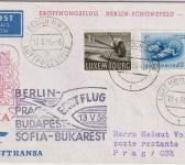 Luxemburg - DDR Lufthansa Erstflug Berlin Prag 1956 Zuleitungspost