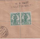 Malta - 2x2 1/2 P. /Self-Gouvernment ua Einschreibebrief Valletta Rohrbach 1924
