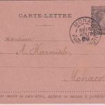 Monaco - 25 C. Charles III. Ganzsache/Kartenbrief gestpl. 1889
