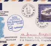 Monaco - Lufthansa Erstflug Genua Frankfurt a/M Zuleitungspost 1968