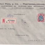 Niederlande - 25 C. Wilhelmine Einschreibebrief Rotterdam - Heidelberg 1920