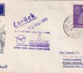 Niederlande - DDR-Lufthansa Erstflug Leipzig/Karl-Marx-Stadt Zuleitungspost 1958