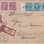AM-Post - 3x20+4x12 Pfg. dt. Druck Einschreibebrief Ebstorf - Trossingen 11.5.46