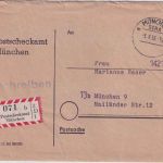 BRD - München SCHA 1956 portofreier Orts-Einschreibebrief/Postsache
