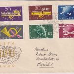 Schweiz - 75 J. UPU + 100 J. Eidgen. Post 2 Sätze/Schmuckkuvert Bern 27.5.1949