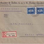 DR - 2x20 Pfg. 50 J. UPU/H.v. Stephan Einschreibebrief Kaiserslautern 7.11.24