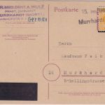 AM-Post - Murrhardt (Württ.) Aushilfsstempel L1 + Dat.-L1 15. JAN 1946 Ortskarte