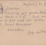 AM-Post - 15 Pfg. dt. Druck Kriegsgefangenenkarte n. ENGLAND Herford 24.11.45