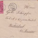 Schweiz - 10 Rp. 25 J. UPU/Weltpostverein Brief Mett - Rickenbach b. Luzern 1900