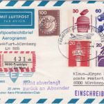 BRD - 30+60 Pfg. UV Privatganzsache/Aerogramme LH-Erstflug FFM-Nürnberg 1977
