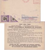Guatemala - 1 C.+1 C. Halbierung (!) UPU-Denkmal + PFS Drucksachenkarte 1951