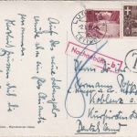 Schweiz/Campione - Lugano 1950 Mischfrankatur Karte n. Koblenz - Nachporto