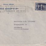 Frankreich - 25 Fr. 75 J. UPU/Weltpostverein Brief n. SCHWEDEN Nice 1950