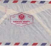 Venezuela - 1,10 B. Gebührenstempel Luftpost-Einschreibebrief Caracas 1958