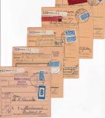 BRD - Bielefeld 1955 5 Paketkarten (Portostufen !) mit Notopfer-Variationen