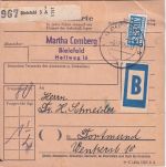 BRD - Bielefeld 1955 5 Paketkarten (Portostufen !) mit Notopfer-Variationen