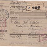 Bayern - 80 Pfg. Wappen Paketkarte i.d. SCHWEIZ Regensburg 3 - 30. OKT 03