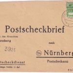Bizone - 10 Pfg Arbeiter/Band Postscheckbrief Cham - Nürnberg 21.7.48