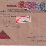 Bizone - 2x50+40+8 Pfg Arbeiter/Band/Netz Nachnahme-Einschreibebrief Bielefeld