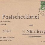 Bizone - 10 Pfg Arbeiter/Band Postscheckbrief Cham - Nürnberg 24.7.48
