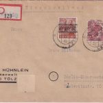 Bizone - 60+24 Pfg Arbeiter/Band/Netz Einschreibebrief bad Tölz - Berlin 31.7.48