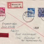 Bizone - 50+50+20 Pfg Arbeiter/Netz + Bauten Orts-Einschreiben-Eilbrief 9.9.48