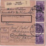 Bizone - 10x6 Pfg. Arbeiter/Band Paketkarte Runstedt ü. Helmstedt 31.8.48