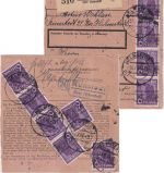 Bizone - 10x6 Pfg. Arbeiter/Band Paketkarte Runstedt ü. Helmstedt 31.8.48