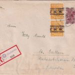 Bizone - 2x25+60 Pfg. Arbeiter/Band/Netz Einschreibebrief i.d. SCHWEIZ 13.7.48