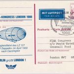Berlin - XX. FISA-Kongress London/50 J. Zeppelin Englandfahrt 60 Pfg. GA 1980
