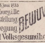DR - Freiburg Br. 16.5.33 BEWUVO Ausstellung Bewegung u. Volksgesundheit Brief