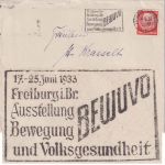 DR - Freiburg Br. 16.5.33 BEWUVO Ausstellung Bewegung u. Volksgesundheit Brief