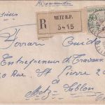 Frankreich - 50 Fr. Rudern Ortseinschreibebrief Metz R.P. - Metz-Sablon 1954