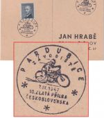 CSSR - Pardubice 1947 SST Zlatá přilba ČSR Motorradrennen Drucksachenkarte