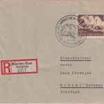 DR - 42 Pfg. Braunes Band Einschreibebrief SST München-Riem - Brückl 1942