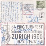 Schweiz - Zürich 1955 64. Eidg. Turnfest/Schweiz. Frauenturntage Karte Nachporto
