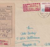 DDR - 20 Pfg. Hochsprung + 50 Pfg. SbPA-R-Zettel Einschreibbrief Berlin 1969
