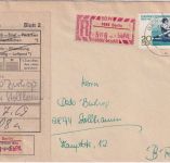DDR - 20 Pfg. Rudern + 50 Pfg. SbPA-R-Zettel Einschreibbrief Berlin 1969