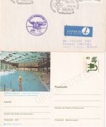 BRD/Europa - Sport Schwimmen 10 Belege + 1 Block (Übersee) 1951/1999