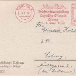 DR - Coburg 1936 Briefmarken-Ausst. Bayer. Ostmark 6 Pfg. AFS Sonderkarte